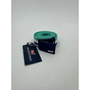 Vineyard Vines Whale Stripe Golf Tech Belt Capri Blue 1A5027 Mens Small NWT
